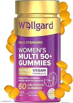 Wellgard Multi Vitamins for Women Over 50 Gummies – Supports Bone, Heart & Immune Health – Vitamins D3, B12, Calcium & More, Chewable Womens Multivitamins 50 Plus, No Iron Multivitamins
