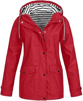 Womens Long Waterproof Jacket Hooded Women Rain Raincoat Solid Hooded Jacket Windproof Outdoor Coat Plus Women's Coat Womens Fleece Zip up Jacket
