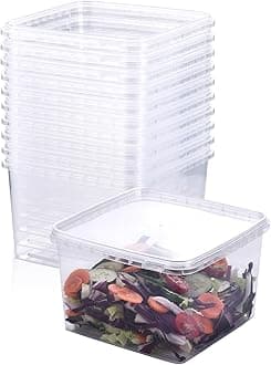 SHPii 88 oz. Square Clear Deli Containers with Lids, BPA-Free, Freezer and Microwave Safe Food Storage Containers, Reusable for Kitchen Storage, Meal Prep, Take-out, Restaurant Supplies.(10 packs)