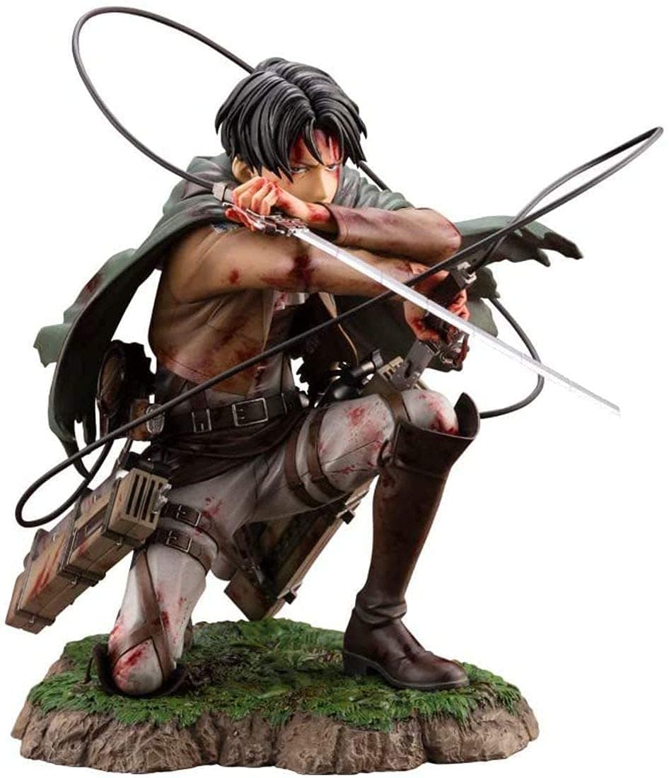 Levi Attack on Titan Action Figure, Attack on Titan Statue Bloody Ackerman Captain Levi Blessed PVC Figure Collectable Gifts Statue Anime Model Decoration