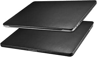 ICARER MacBook Pro 13 Case (2016-2025), Genuine Leather Case for A2338/A2251/A2289/A2159/A1989/A1708/A1706 M1 M2 Pro/Max, with Touch Bar & Touch ID Compatible for MacBook Pro 13 inch (Black)