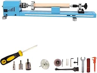 Mini Multi-purpose Wood Lathe Machine Enhanced And Elongated Processing Diameter 11Inch Turning Stand Cutting Sanding Polishing Wood, Professional Tool Accessories P