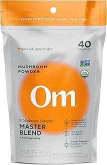 Om Mushroom Master Blend Powder, Reishi & Lions Mane, 3.17 oz (Presentation May Vary)
