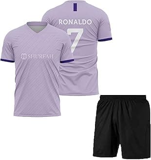 Ronaldo 7 Football Jersey with Black Shorts(Kid's, Boy's& Men)