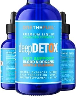 Deep Detox 2oz. Plant-Based Colon Intestinal Gut Liver Cleanse Detox Support. Purify Blood Skin 100% Natural Herbal Fibers Diet Supplement. Pure Vegan Fast Absorb Tincture Liquid