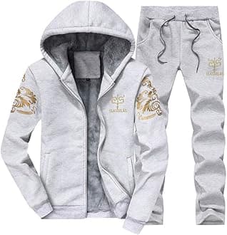 Men's Casual Tracksuit Full Zip Running Jogging Athletic Sports Jacket and Pants Set