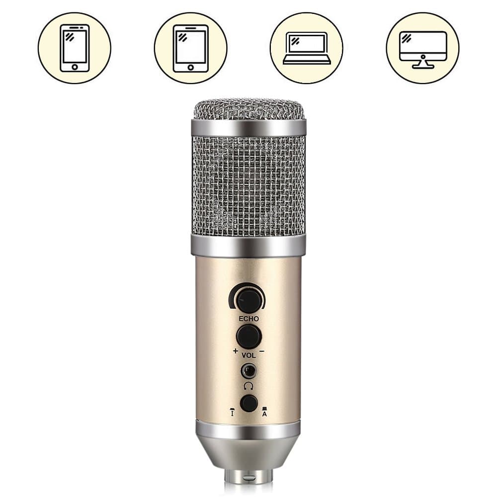 IDMAX PC/Phone Condenser Microphone,3.5mm Jack Profession Recording USB Microphone with Mic stand for iPhone,Android,Computer,Ipad, Podcasting, Windows,Online Chatting, YouTube,Skpe