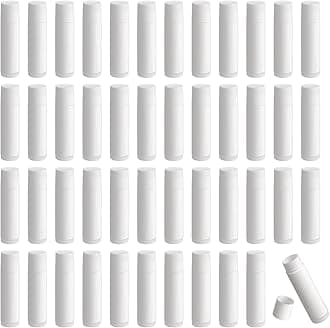 Lip Balm Containers, 50 pcs Empty Lip Balm Tubes, Reuseable Plastic Lipstick Containers Refillable with Cap for DIY Homemade Lip Balm (white, 5g)
