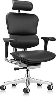 Ergohuman Eurotech LE9ERG Executive High Back Leather Swivel Chair - Office Chair with Tilt Tension Control, Tilt Lock, Back Angle & Height, Synchro Tilt, Seat Height & Depth, & Arm Height Adjustments