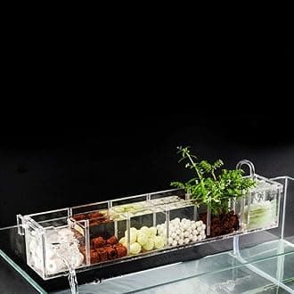 BTDH 6 Grids Transparent External Hang on Filter Box Aquarium Fish Tank Acrylic Aquarium Ba-by Fish Tank LED Light Bree-ding Ha-tch-ery Box