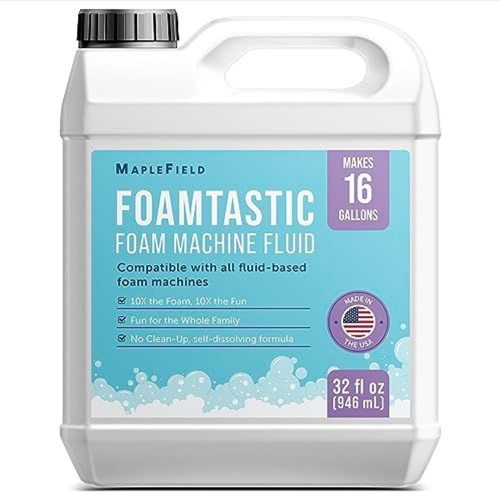 Foam Machine Fluid - 16 Gallon - Maplefield Non-Toxic Foam Machine Solution for Bubble Machines - Foam Maker - Perfect for Outdoor Activities and Backyard Foam Parties
