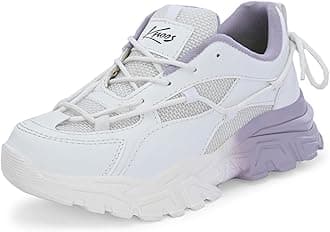 KNOOSSynthetic Leather Lace Up Casual Sneaker Shoes for Women and Girls