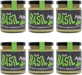 BeSaucy - Basil Mayonaisse, Works Great as a Spread, Dip, Stirred Through Mash or Partnered with Pasta and Pizza Crusts, Produced in the UK & Vegan Friendly, 6 x 180g Glass Jars