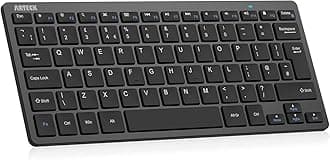 Arteck Ultra-Slim Bluetooth Keyboard Compatible with iPad 10.2-inch/Air/ 9.7-inch/Pro/Mini, iPhone and Other Bluetooth Enabled Devices Including iOS, Android, Windows, Black