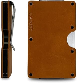 Leather RFID Wallet for Men – Slim Minimalist Front Pocket Wallet with Built-In Metal Cash Clip – Durable Brown Leather Card Holder for 16 Cards & Bills, RFID Protection (Caramel Brown, Cash Clip)