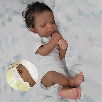 Reborn Black Baby Dolls Silicone Full Body Washable 18 Inch Soft African American Baby Doll Lifelike Biracial Boy Brown Skin Realistic Newborn Babys Doll Curly Hair