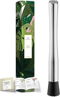 Homestia 2 in 1 Double Ended Muddler for Cocktails, 10 Inch Cocktail Muddler 304 Stainless Steel Fruit Bar Ice Crusher Muddler Tools for Mojito and Fruit Drinks Home Mojito Lemonade (Silver