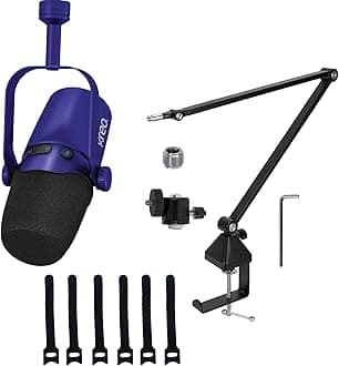 Kreo Kast Dynamic Mic with Rod V2 BoomArm Stand Combo, XLR/USB, Durable Metal Body, Gaming Mic for PC with BoomArm Stand for Podcasting, Gaming, Streaming, Recording (Kast with Boomarm, Blue)