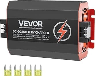 VEVOR 12V 60A DC to DC Battery Charger, 750W, On-Board Battery Charger for Lead-Acid, Lithium, AGM, Gel, and Flooded Batteries, Smart Multi-Stage Charging, for RVs, Commercial Vehicles, Boats, Yachts