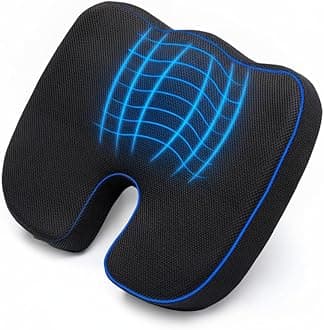 Wakefit Car Seat Cushions | 3 Months Warranty | Seat Cushion for Chair, Coccyx Cushion for Tailbone Pain, Cushion for Chair, Orthopedic Memory Foam Cushion - Large (Black)