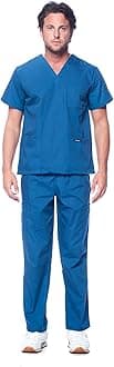 Dagacci Scrubs Medical Uniform Mens Scrub Set Medical Scrubs Top and Pants, Caribbean, M