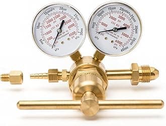 High Pressure Nitrogen Regulator, High Pressure Piston Regulator for Inert Gases, Single Stage Outlet Pressure 0-4500 PSI, 2.5 Inch Nitrogen Gauges CGA-580, High Capacity Regulator