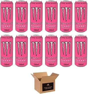 Monster Energy Drink Flavours | Juiced, Zero Sugar, Ultra, Monarch, Fiesta Mango, Strawberry Dreams, VR46, Punch | High Caffeine Sports Energy Drink | 500ml (Pack 12, Ultra Rosa)