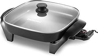 EG2212 12"x12"x2.15” Healthy Ceramic Coated Electric Skillet, Dishwasher Safe, Rapid Heat Up, 1200W, Dark Grey