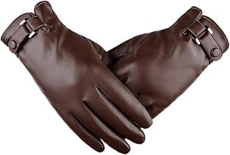 Men’s Winter Autumn Black Brown PU Leather Plus Thick Velvet Touch Screen Gloves