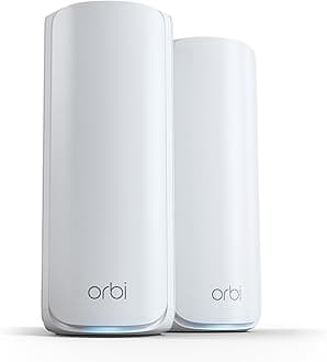 Orbi 770 Series | WiFi 7 Mesh System | RBE772 |Wireless Router + 1 Satellite | Up to 11 Gbps | Covers 5,500 sq. ft. | Connects up to 100 devices | Tri-band BE11000 | 2.5 Gig Internet Port