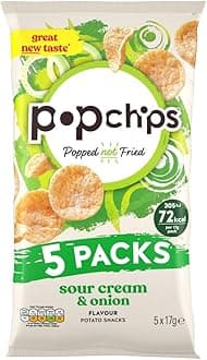 Popchips Sour Cream & Onion Multipack Crisps, 5 x 23g (Pack of 5)