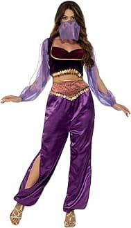 Smiffys Arabian Princess Costume, Purple with Trousers, Top & Face Veil, Around The World Fancy Dress, Princess Dress Up Costumes