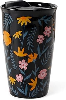 UmlacaCoffee Cup Ceramic Travel Mug with Lid for Hot Drinks, Insulated Double Wall Mug, 12oz/350ml, BPA Free, Dishwasher Safe, for Home, Office, Car, to Go (Black)Global Recycled StandardGlobal Recycled StandardGlobal Recycled Standard