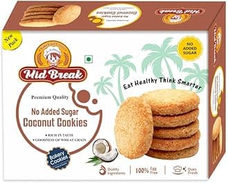No Added Sugar Coconut Biscuits - 300gm (Pack Of 1) | High Fiber, Gut-Friendly, Low Glycemic Index Cookies | Tasty Biscuits For Healthy Tea Time Snacking