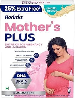 Horlicks Mother's Plus Vanilla Health Drink 500 g Refill Pack|| For Pregnancy & Lactation with Proteins for Healthy Birth Weight - No Added Sugar