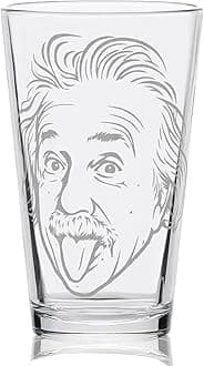 ALBERT EINSTEIN Engraved Pint Glass | Great Gift for Geeks, Nerds, Teachers and Students | Unique STEM and History Beer Decor