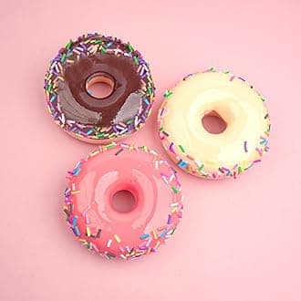 3 pcs Realistic Artificial Toy Fake DonutsFood Fake Cakes Desserts Donut Decorations Toys for Doughnut Party Decoration, Prop Food 3 x 3 inches (Colorful Needle Design C)