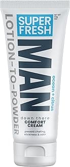 SweatBlock Super Fresh Man Parts Ball Deodorant for Men by Talc-Free Hygiene lotion-to-powder cream for fresh balls & body. Stops stickiness and odour, 120ml tube