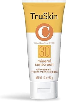 Mineral Face Sunscreen SPF 30, Mineral Sunscreen for Face with Zinc Oxide, Vitamin C & Vegan Marine Collagen, Reef Safe Sunscreen for Sensitive Skin, 1.7 fl oz