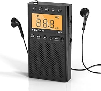 Portable Radio, Small Radio with Loud Speaker, Headphone Jack, LCD Screen, Battery Powered