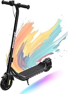 EVERCROSS E6 Electric Scooter for Kids, 7" Lightweight E-Scooter for Ages 6-12, Electric Scooter with A Range of Up to 20 km and 7-Color Lights, 3 Speed Modes (8, 12, 16 km/h)