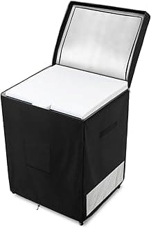 Deep Freezer Covers for Outside,Heavy Duty 600D Durable Chest Freezer Cover Waterproof,Outdoor Freezer Covers for Outside 5.0 Cubic Feet Chest Freezer,Top Can Be Opened(25"W x 22"D x 33.5"H,Black)