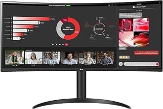 34WR55QC-B 34" Curved UltraWide WQHD HDR 10 100Hz Monitor with USB Type-C, 3440x1440 Curved Display, 100Hz Refresh Rate, AMD FreeSync, Borderless Design