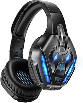PHOINIKAS Wireless Gaming Headset, Detachable Wired Bluetooth Over Ear Headphone for PS4, Xbox One, PC, Nintendo Switch Wireless+Pro+7.1 Surround Blue