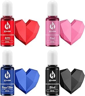 Oil Based Food Coloring for Chocolate 4 Colors x 10 ml Concentrated Oil Food Coloring for Melting Chocolate Candy Melts Cake Pops Strawberries