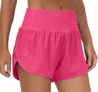 THE GYM PEOPLE Womens High Waisted Running Shorts Quick Dry Athletic Workout Shorts with Mesh Liner Zipper Pockets
