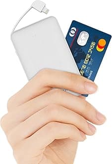 Slim Power Bank,20W Fast Charging Small Portable Phone Charger Built in Cable for iPhone 14/13/12/11/X/8/7 Series,Thin Mini Lightweight Battery Pack 6000mAh