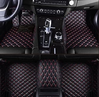 Custom Making Car Floor Mats for Mercedes-Benz G,GL,GLA,GLB,GLC,GLE,GLK,GLS,M,ML 2000-2023 Non-Slip Leather Floor Liners (Black+Red)