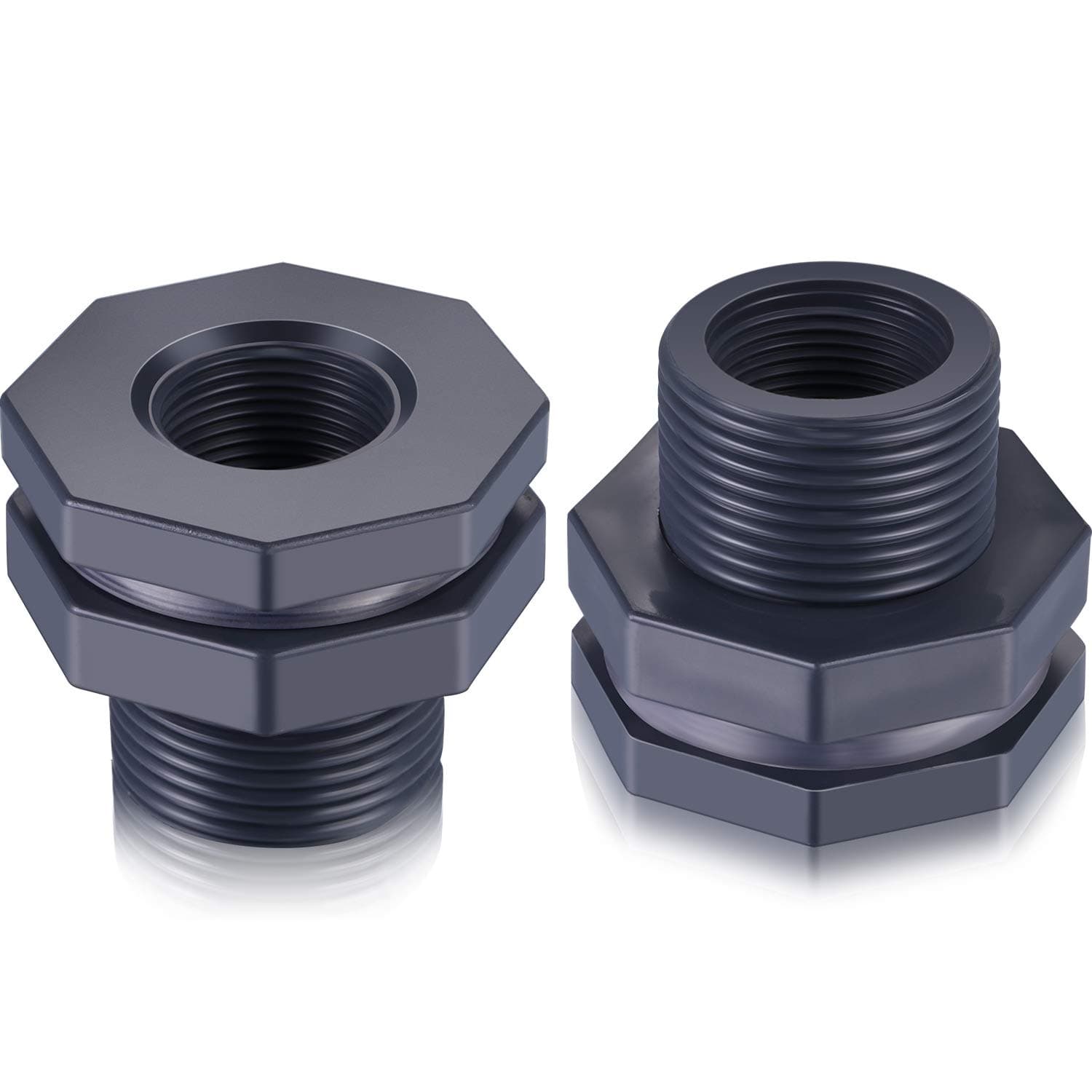 Outus 2 Pieces 3/4 Inch PVC Bulkhead Fitting for Rain Barrels, Aquariums, Water Barrel, Water Tanks, Bucket, Ponds, Pools
