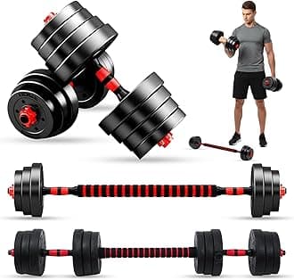 MAXSTRENGTH Adjustable Dumbbell Barbell Strength Training Weightlifting Set Home Gym Bicep Vinyl Dumbbell Pair (15Kg)